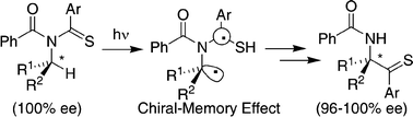 Graphical abstract: Photochemical asymmetric synthesis of phenyl-bearing quaternary chiral carbons using chiral-memory effect on β-hydrogen abstraction by thiocarbonyl group