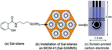 Graphical abstract: Voltammetric analysis of europium at screen-printed electrodes modified with salicylamide self-assembled on mesoporous silica