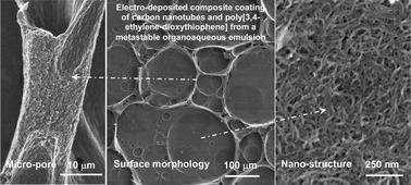 Graphical abstract: Carbon nanotube stabilised emulsions for electrochemical synthesis of porous nanocomposite coatings of poly[3,4-ethylene-dioxythiophene]