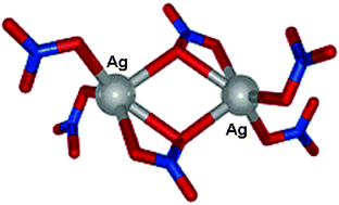 Graphical abstract: An unprecedented bridging [Ag2(NO3)6]4− anion as a component of an infinite silver(i) molecular ladder incorporating a dinuclear cationic silver complex of a bis-dipyridylamine ligand