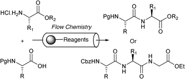 Graphical abstract: A flow reactor process for the synthesis of peptides utilizing immobilized reagents, scavengers and catch and release protocols