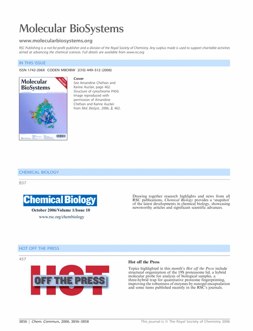 Molecular BioSystems issue 10 contents pages - free access to Chemical Communications subscribers
