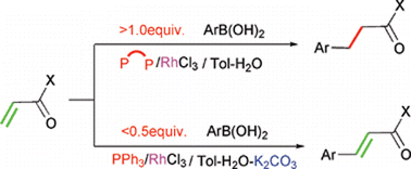 Graphical abstract: Heck-type coupling vs. conjugate addition in phosphine–rhodium catalyzed reactions of aryl boronic acids with α,β-unsaturated carbonyl compounds: a systematic investigation