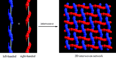 Graphical abstract: 2D warp-and-woof interwoven networks constructed by helical chains with different chirality