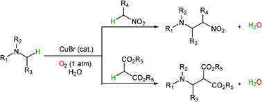 Graphical abstract: Copper catalyzed oxidative alkylation of sp3 C–H bond adjacent to a nitrogen atom using molecular oxygen in water