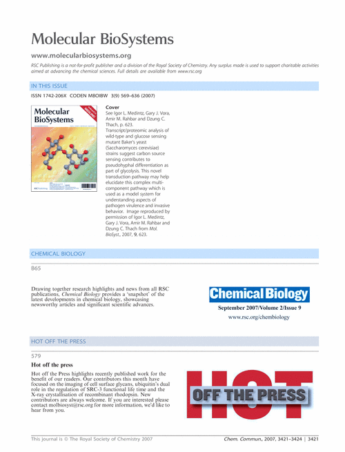 Molecular BioSystems issue 9 contents pages - free access to ChemComm subscribers