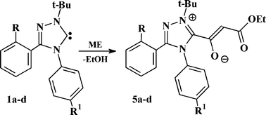 Graphical abstract: Reaction of 1-tert-butyl-3,4-diphenyl-1,2,4-triazol-5-ylidenes with a malonic ester