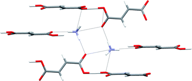Graphical abstract: Hydrogen bonding networks in ammonium carboxylate salts :  the crystal structures of phenylethylammonium fumarate-fumaric acid, phenylethylammonium succinate-succinic acid and anilinium fumarate-fumaric acid