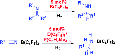 Graphical abstract: Lewis acid-catalyzed hydrogenation: B(C6F5)3-mediated reduction of imines and nitriles with H2