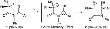 Graphical abstract: Asymmetric synthesis of β-lactams using chiral-memory effect on photochemical γ-hydrogen abstraction by thiocarbonyl group