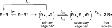 Graphical abstract: Radical cage effects: A method for measuring recombination efficiencies of secondary geminate radical cage pairs using pump–probe transient absorption methods