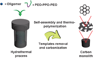 Graphical abstract: One-step hydrothermal synthesis of ordered mesostructured carbonaceous monoliths with hierarchical porosities