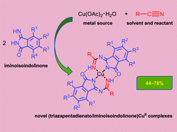 Graphical abstract: Copper-mediated imine–nitrile coupling leading to unsymmetric 1,3,5-triazapentadienato complexes containing the incorporated iminoisoindolin-1-one moiety