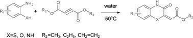 Graphical abstract: A green protocol for synthesis of benzo-fused N,S-, N,O- and N,N-heterocycles in water