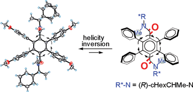 Graphical abstract: Designed molecular propellers based on tetraarylterephthalamide and their chiroptical properties induced by biased helicity through transmission of point chirality