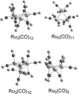 Graphical abstract: Unsaturated trinuclear ruthenium carbonyls: large structural differences between analogous carbonyl derivatives of the first, second, and third row transition metals