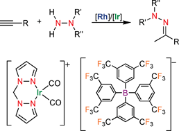 Graphical abstract: Rh(i) and Ir(i) catalysed intermolecular hydroamination with substituted hydrazines