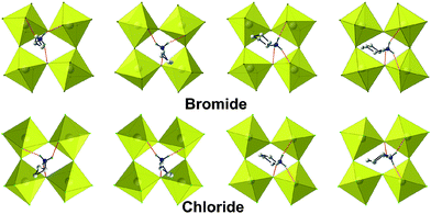 Graphical abstract: Inorganic–organic hybrid materials incorporating primary cyclic ammonium cations: The lead bromide and chloride series