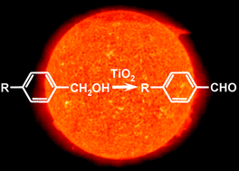 Graphical abstract: Selective photocatalytic oxidation of 4-substituted aromatic alcohols in water with rutile TiO2 prepared at room temperature