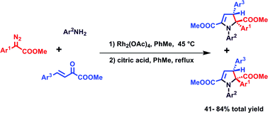 Graphical abstract: One-pot three-component tandem reaction of diazo compounds with anilines and unsaturated ketoesters: a novel synthesis of 2,3-dihydropyrrole derivatives