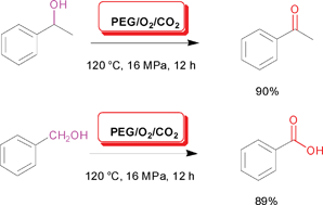 Graphical abstract: Polyethylene glycol radical-initiated oxidation of benzylic alcohols in compressed carbon dioxide