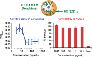 Graphical abstract: Antibacterial activity and cytotoxicity of PEGylated poly(amidoamine) dendrimers