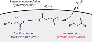 Graphical abstract: Measurement of fragmentation and functionalization pathways in the heterogeneous oxidation of oxidized organic aerosol