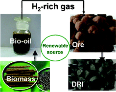 Graphical abstract: Direct reduction of iron oxides based on steam reforming of bio-oil: a highly efficient approach for production of DRI from bio-oil and iron ores