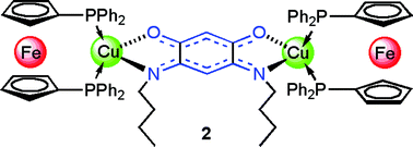 Graphical abstract: Stabilising a quinonoid-bridged dicopper(i) complex by use of a dppf (dppf = (diphenylphosphino)ferrocene) backbone