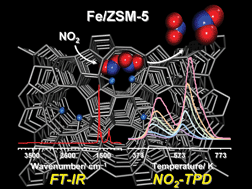 Graphical abstract: Analysis of the adsorption state and desorption kinetics of NO2 over Fe–zeolite catalyst by FT-IR and temperature-programmed desorption