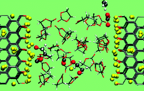 Graphical abstract: Ab initio molecular dynamics simulations of the initial stages of solid–electrolyte interphase formation on lithium ion battery graphitic anodes