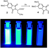 Graphical abstract: Decarboxylative photorelease coupled with fluorescent up/down reporter function based on the aminophthalimide–serine system
