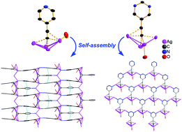 Graphical abstract: Rational assembly and luminescence properties of 2 and 3D organometallic networks using silver(i) 4-pyridylethynide and 5-pyrimidylethynide complexes as building units