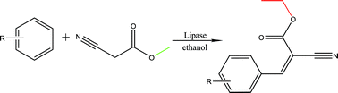 Graphical abstract: Lipase-catalysed tandem Knoevenagel condensation and esterification with alcohol cosolvents