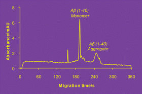 Graphical abstract: Analysis of monomeric Aβ (1–40) peptide by capillary electrophoresis