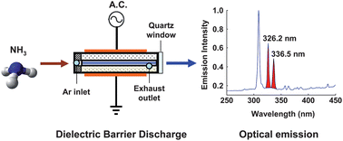 Graphical abstract: Dielectric barrier discharge non-thermal micro-plasma for the excitation and emission spectrometric detection of ammonia
