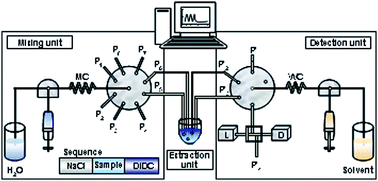Graphical abstract: An air-assisted liquid–liquid extraction using a dual-valve sequential injection manifold (DV-SIA): Determination of copper