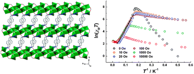 Graphical abstract: Observation of slow relaxation of the magnetization and hysteresis loop in an antiferromagnetic ordered phase of a 2D framework based on CoII magnetic chains