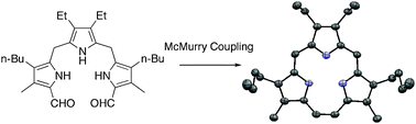 Graphical abstract: New synthesis of meso-free-[14]triphyrin(2.1.1) by McMurry coupling and its derivatization to Mn(i) and Re(i) complexes