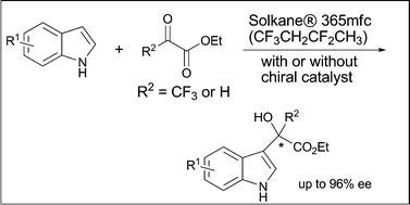 Graphical abstract: Catalyst-free and catalytic Friedel–Crafts alkylations of indoles in Solkane® 365mfc, an environmentally benign alternative solvent