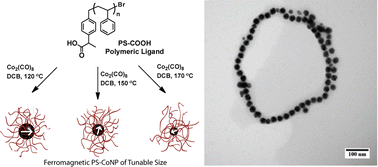 Graphical abstract: Synthesis of ferromagnetic polymer coated nanoparticles on multi-gram scale with tunable particle size