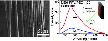 Graphical abstract: Photoluminescence anisotropy of uni-axially aligned electrospun conjugated polymer nanofibers of MEH-PPV and P3HT