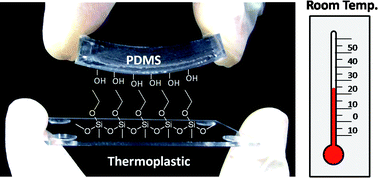 Graphical abstract: Simple room temperature bonding of thermoplastics and poly(dimethylsiloxane)
