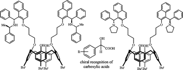 Graphical abstract: Synthesis of chiral calix[4]arenes bearing aminonaphthol moieties and their use in the enantiomeric recognition of carboxylic acids