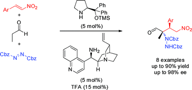 Graphical abstract: Asymmetric organocatalytic Michael–α-amination sequence for the construction of a quaternary stereocenter