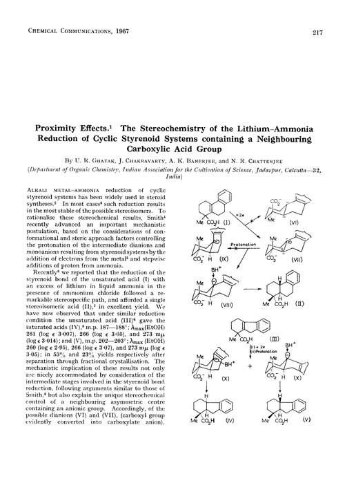 Proximity effects. The stereochemistry of the lithium–ammonia reduction of cyclic styrenoid systems containing a neighbouring carboxylic acid group