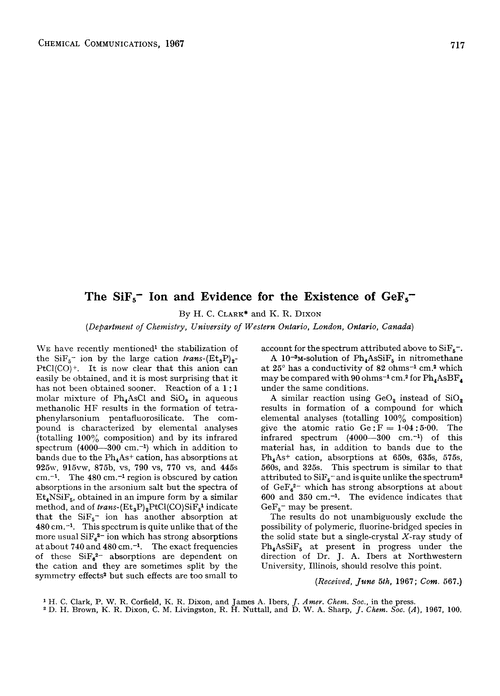 The SiF5– ion and evidence for the existence of GeF5–