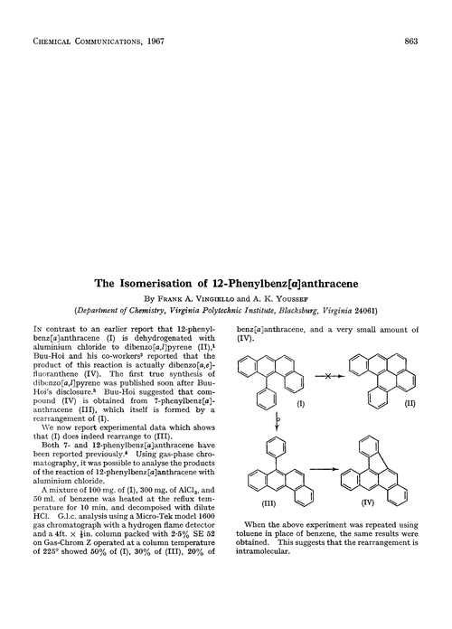 The isomerisation of 12-phenylbenz[α]anthracene