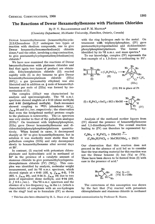 The reactions of Dewar hexamethylbenzene with platinum chlorides