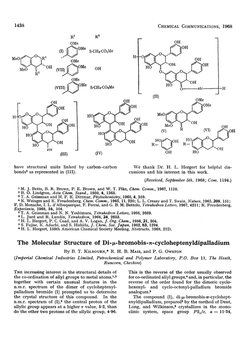 The molecular structure of di-µ-bromobis-π-cycloheptenyldipalladium